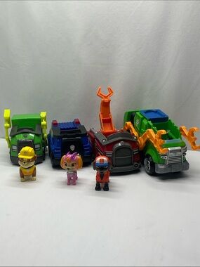 Paw Patrol Rescue Truck Set with Green, Blue, Orange Vehicles